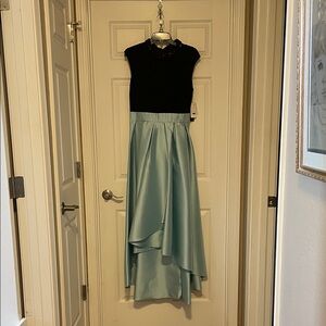 Elegant Black and Blue High Low Dress